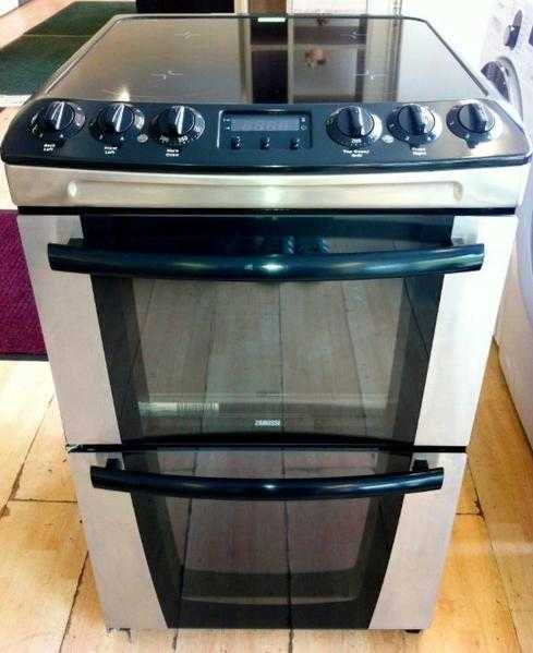 Zanussi Silver Black 55cm double electric cooker